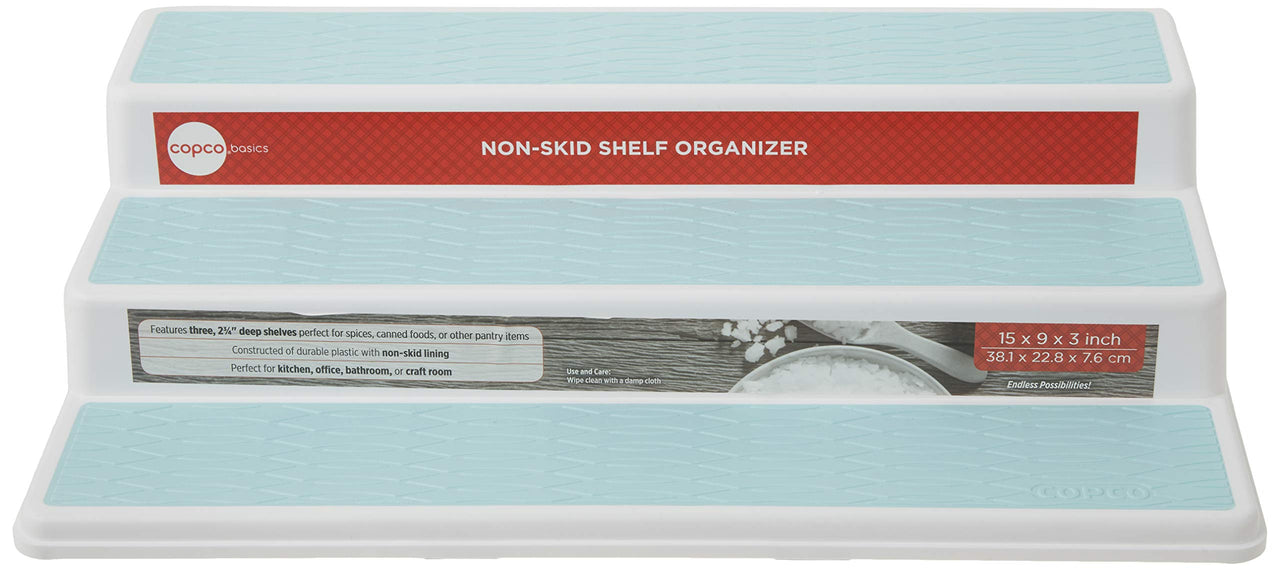 Copco Basics 3-Tier Spice Pantry Kitchen Cabinet Organizer, 15-Inch, Aqua