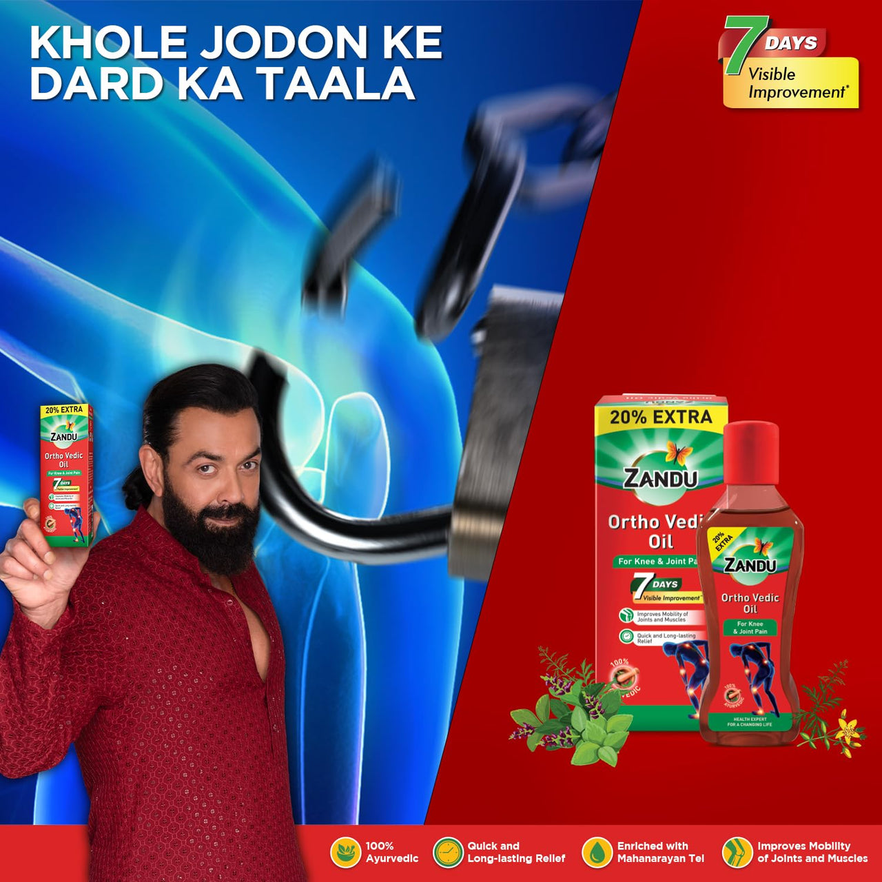 Zandu Ortho Vedic Oil - 120ml | Ayurvedic Oil for Relief from Knee and Joint Pain,Muscle Pain, Osteoarthritis Visible Improvement in 7 days