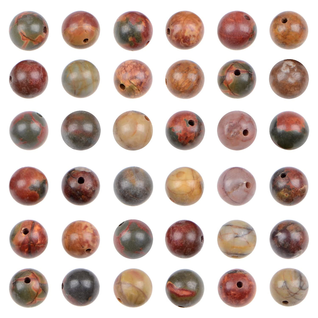 Bymitel 210pcs Natural Crystal Beads Stone Gemstone Round Energy Healing Loose Beads with Stretch Cord for Jewelry Making Bracelets Anklets (Picasso, 6mm 210pcs) Picasso