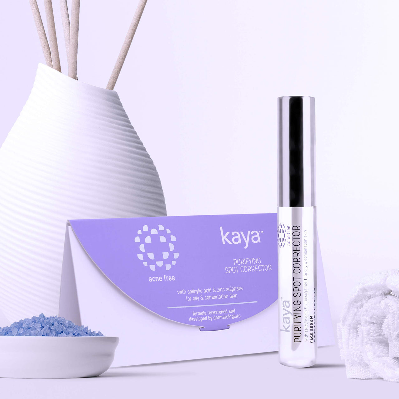 Kaya Clinic Purifying Spot Corrector for Acne- Skin with Zinc Sulphate, Salicylic Acid & Glycolic Acid Oil for Active Acne & Blemishes, 8ml