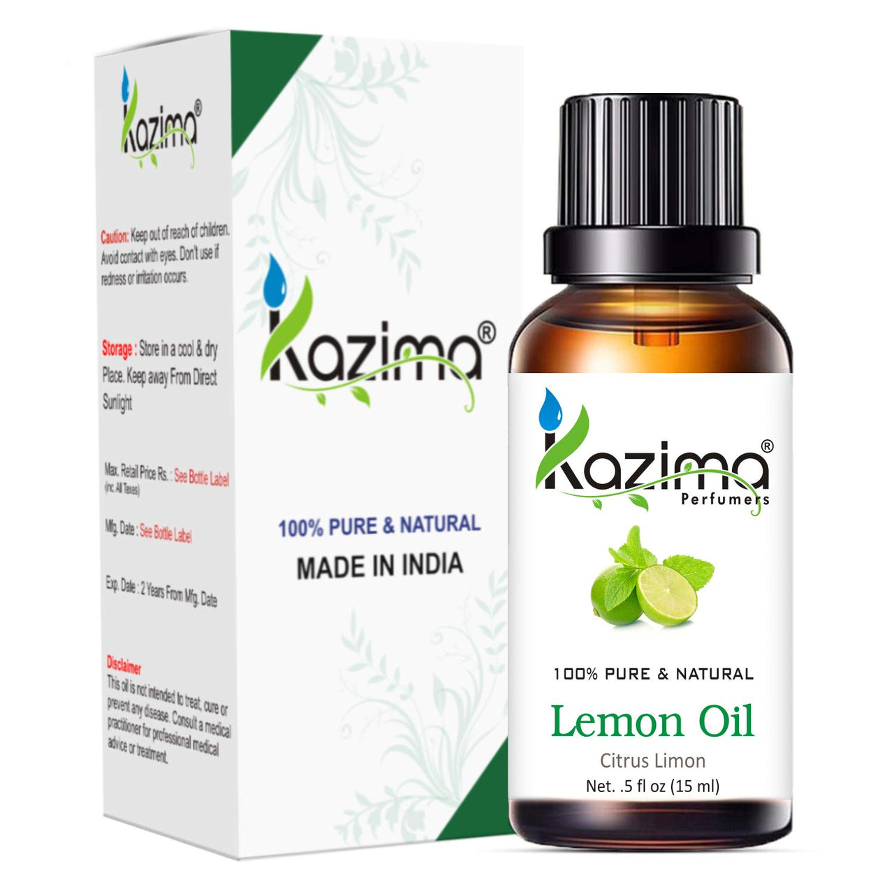 KAZIMA Combo of Lavender Oil and Lemon Oil - 100% Pure & Natural Essential Oil for Skin Brightening, Acne & Scars, Hair Growth & Aromatherapy, 15 ml each