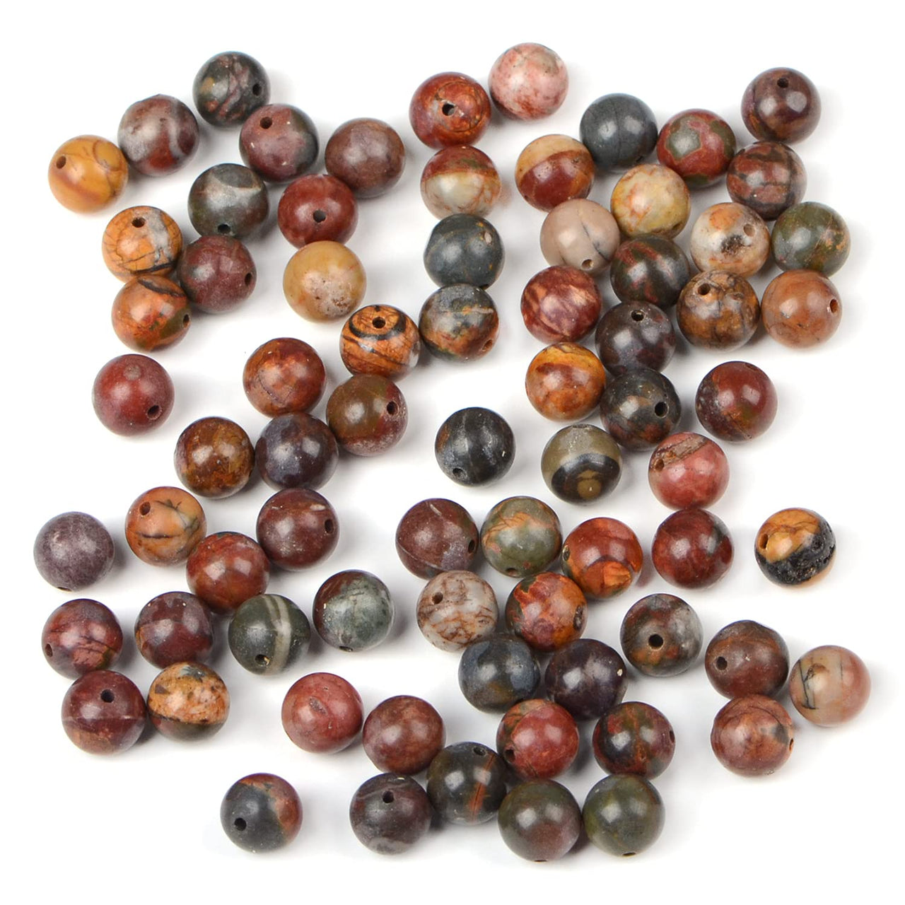 Bymitel 210pcs Natural Crystal Beads Stone Gemstone Round Energy Healing Loose Beads with Stretch Cord for Jewelry Making Bracelets Anklets (Picasso, 6mm 210pcs) Picasso