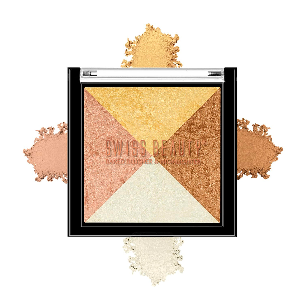 Swiss Beauty Mini Baked Shimmer Blusher And Highlighter Palette For Face Makeup| Multicolor-6, 7 Gm |