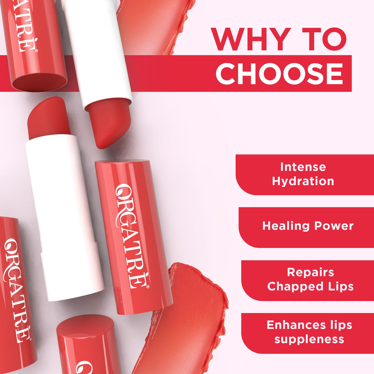 ORGATRE Strawberry Lip Balm for women 3.2gm | SPF 30 PA++ | Lip Balm for Dark Lips, Pigmentation, Dry & Chapped Lips | Ceramide & Peptide