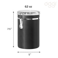 Oggi Stainless Steel Kitchen Canister 62 fl oz, Black - Airtight Clamp Lid, Clear See-Thru Top - Ideal for Kitchen Storage, Food Storage, Pantry Storage. Large Size 5