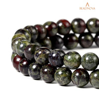BEADNOVA Natural Dragon Blood Jasper Beads Natural Crystal Beads Stone Gemstone Round Loose Energy Healing Beads with Free Crystal Stretch Cord for Jewelry Making (6mm, 62-64pcs) 6mm