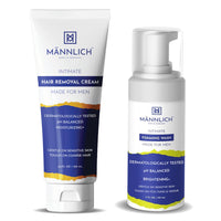 Mannlich Intimate/Private Hair Removal Cream for Men (100 ml) & Mannlich Intimate Wash for Men (150 ml) Relieves Itchiness & Odour, Prevents Fungal Growth, Genital Area, pH Balanced With Tea Tree Oil, Neem, Eucalyptus Oil, 1% Salicylic & Lactic Acid