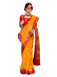 C J Enterprise Women's  Pure Kanchipuram Silk Sarees For Wedding With Un-Stitched Blouse Piece (D11 paithani)