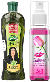 Dabur Amla Hair Oil - 275 ml & Dabur Gulabari Rose Glow Face Cleanser - 100ml