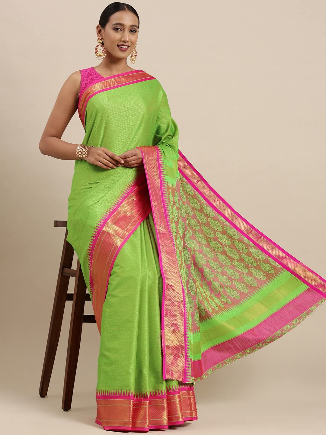 Pandadi Saree Women's  Cotton Silk Saree With Blouse Piece