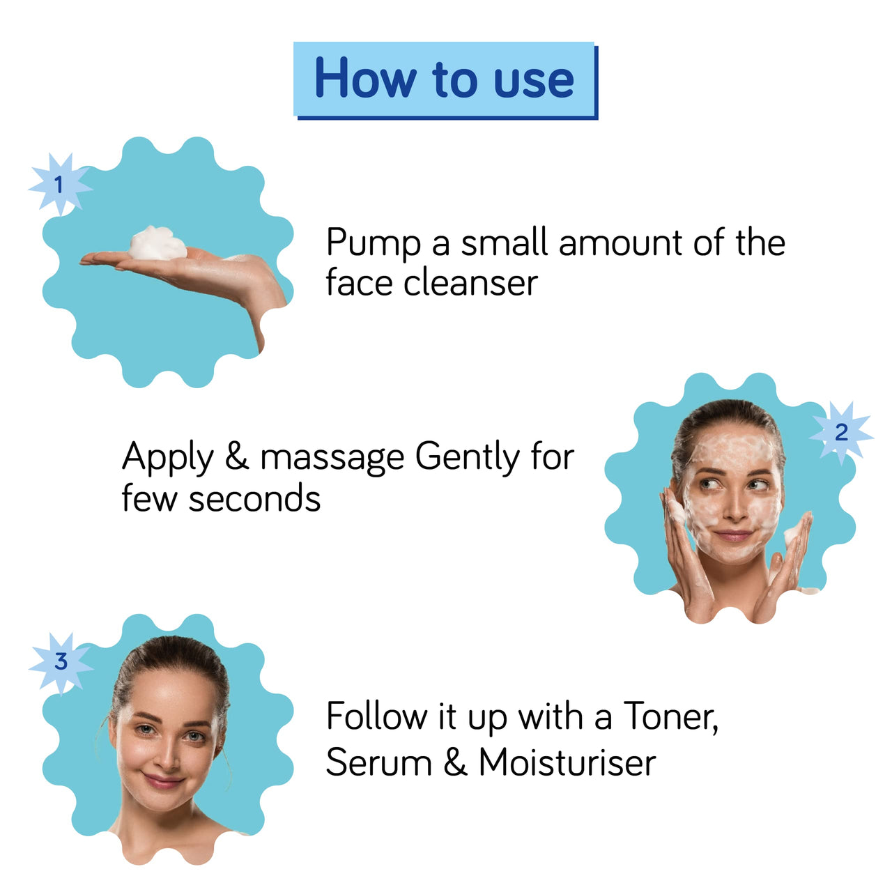 Moody 7D Hydro Burst Foaming Face Wash with Hyaluronic Acid & Coconut | Deep Pore Cleansing | Face Wash for Glowing Skin | Non-Drying & Gentle Cleanser | Sulphate Free & Vegan | Men & Women,80 ml