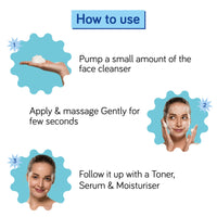 Moody 7D Hydro Burst Foaming Face Wash with Hyaluronic Acid & Coconut | Deep Pore Cleansing | Face Wash for Glowing Skin | Non-Drying & Gentle Cleanser | Sulphate Free & Vegan | Men & Women,80 ml