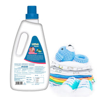 Little's Organix Gentle Baby Detergent Liquid for Clothes | 1000 ml | Anti-Bacterial Liquid Detergent for Baby Clothes Enriched with Aloe Vera & Neem Extracts | Free from Brighteners & Bleach