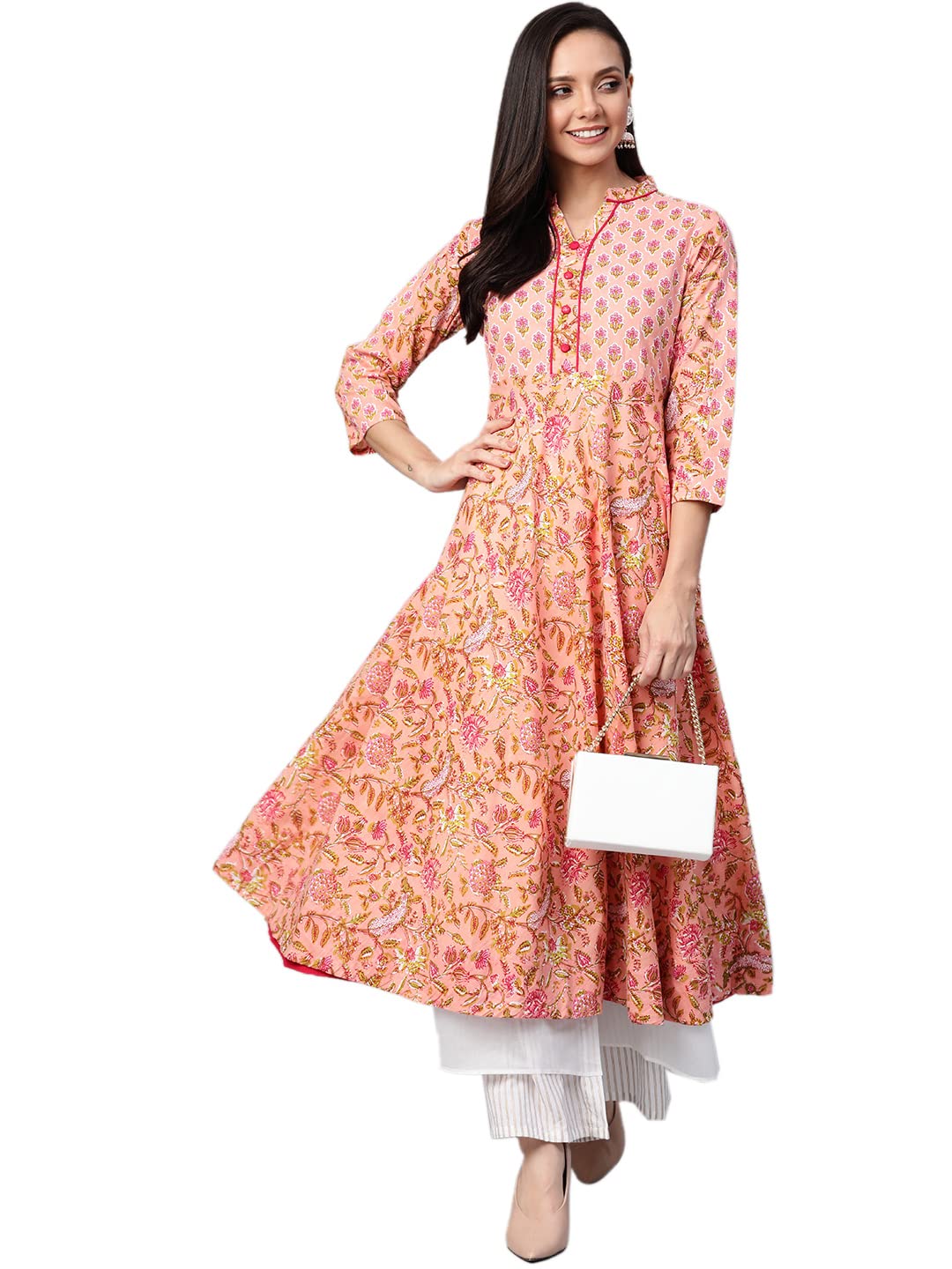 Yash Gallery Women's  Cotton Floral Printed Anarkali Kurta
