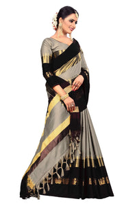 PAREVDEE Women's  Dobby Cotton Saree With Blouse Piece