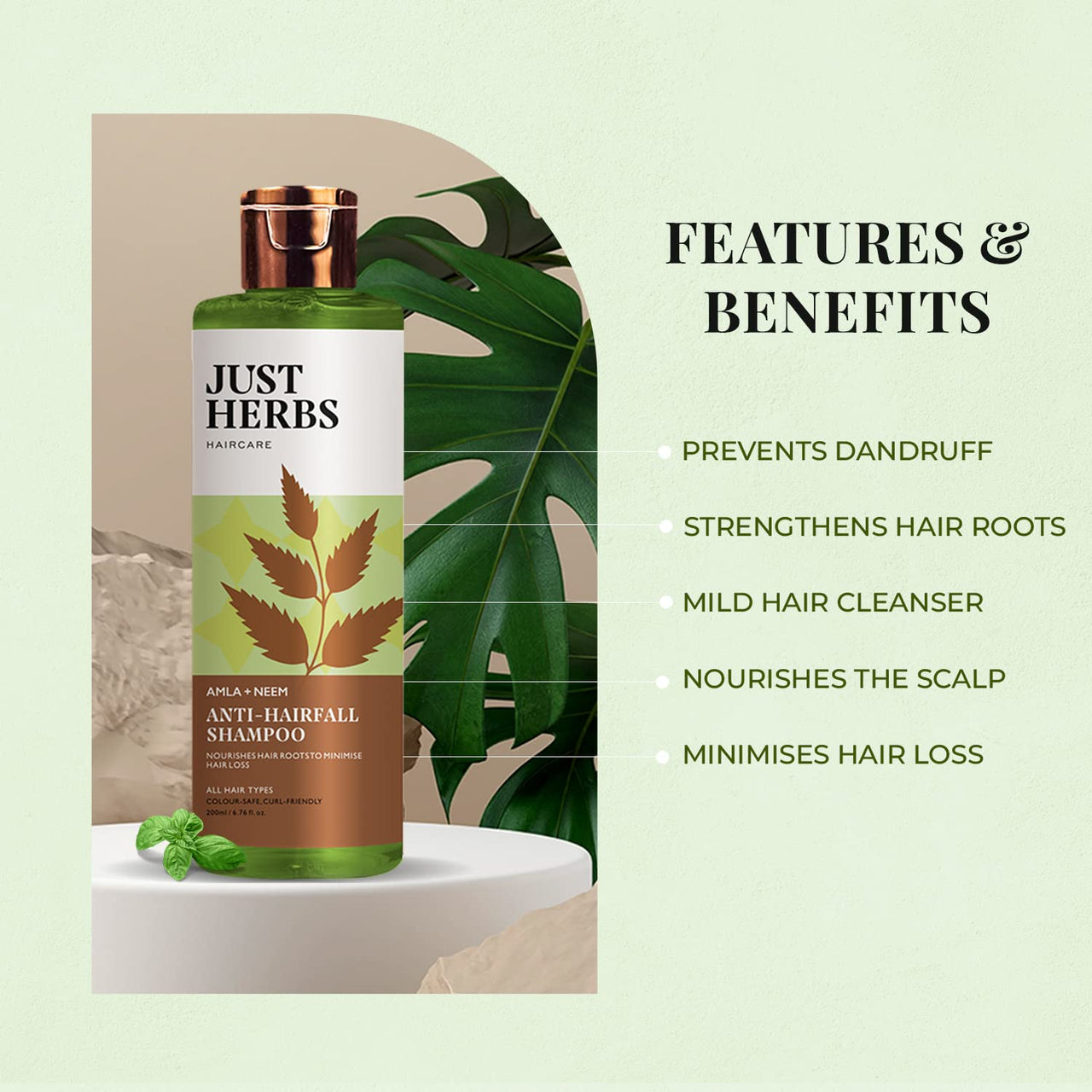 Just Herbs Anti Hairfall Natural Hair Mask With Castor & Black Onion Seed- 200Gm & 8 In 1 Root Nourishing Amla Neem Hair Fall Control Shampoo 200 Ml Combo For Frizzy Hair, 3 Count