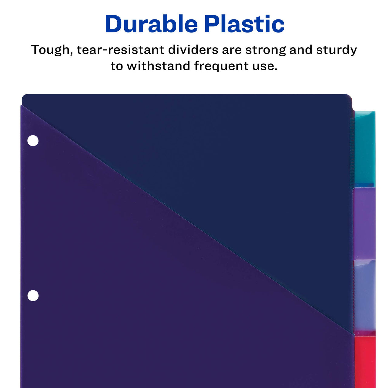 Avery Big Tab Insertable Plastic 2 Pocket Dividers for 3 Ring Binders, 5 Tab Set, Bright Two-Tone Multicolor, Works with Sheet Protectors, 1 Set (00031)