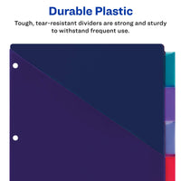 Avery Big Tab Insertable Plastic 2 Pocket Dividers for 3 Ring Binders, 5 Tab Set, Bright Two-Tone Multicolor, Works with Sheet Protectors, 1 Set (00031)