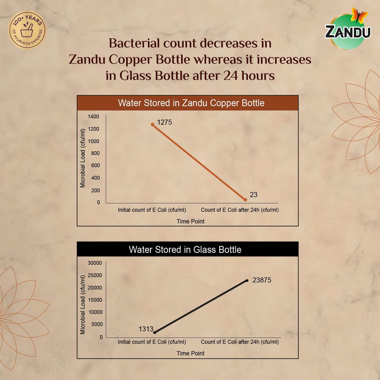 Zandu Copper Bottle (950ml): 100% Pure Copper |BPA Free Water Bottle | Copper Infused Water | Leak Proof | Office Bottle | Boosts Immunity| Supports Digestive & Liver Health | Ayurveda Inspired