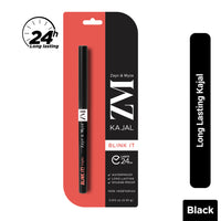 ZM Zayn & Myza Blink It Kajal - 24 hour long lasting, Smudge proof, Waterproof With Rosehip Oil, Jet Black, 0.35 g