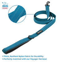 Voyager Step-in Lock Dog Harness w Reflective Dog Leash Combo Set with Neoprene Handle 5ft - Supports Small, Medium and Large Breed Puppies/Cats by Best Pet Supplies - Turquoise/Black Trim, S Harness Leash Set (Turquoise/Black Trim) S (Chest: 15 - 18