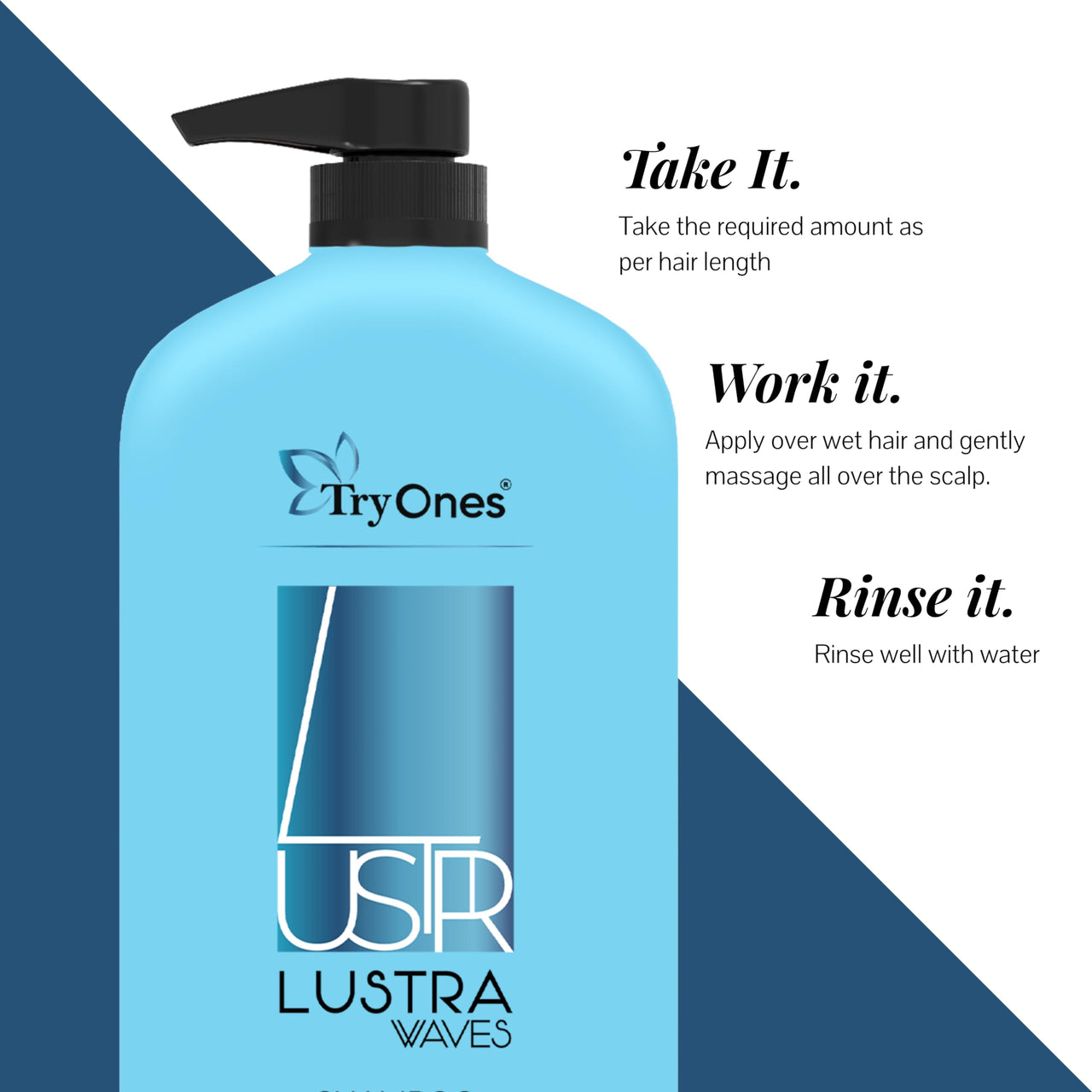 TryOnes Lustar Waves Care Shampoo For Straightened Hair, 1000ML |Shampoo for Starightened Hair|Shampoo with Pro Keratin & Incell Technology