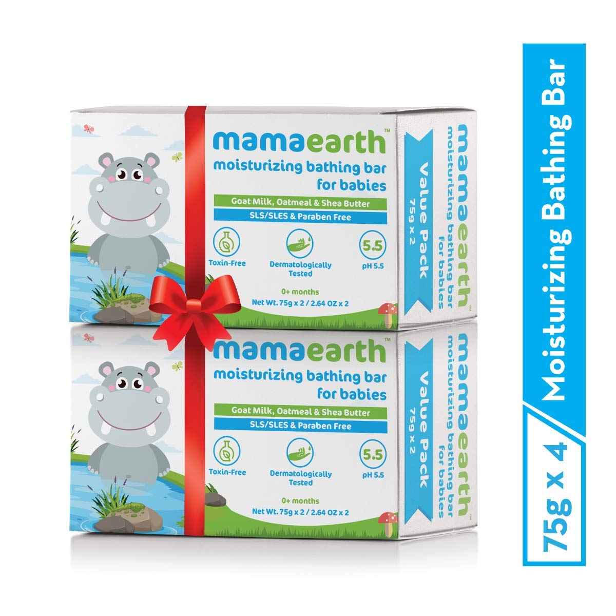 Mamaearth Daily Moisturizing Lotion For Babies (200 Ml) And Mamaearth Bathing Bar For Babies - Pack Of 4