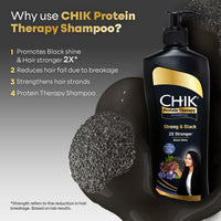 Chik Protein Therapy Shampoo |For 2X Stronger & Black Hair |With the Goodness Of Flax Seeds & Black Tea | 340ml