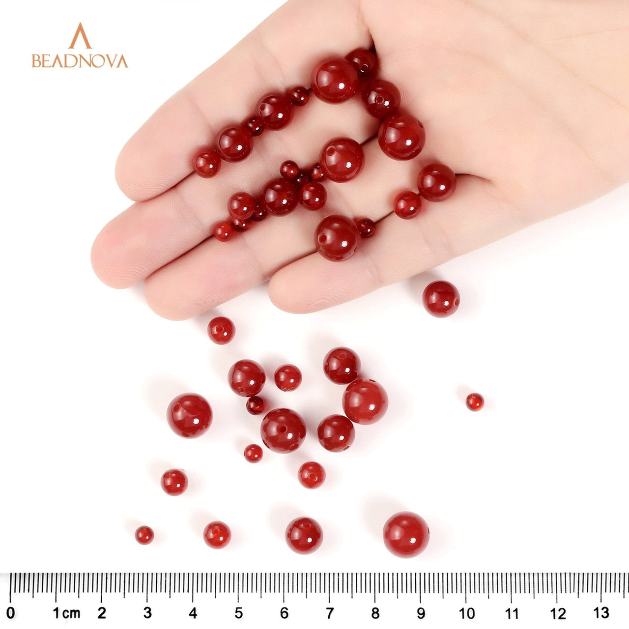 BEADNOVA Red Agate Beads Natural Crystal Beads Stone Gemstone Round Loose Energy Healing Beads with Free Crystal Stretch Cord for Jewelry Making (6mm, 62-64pcs) 6mm 02) Red Agate Round Beads
