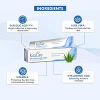 Kozicare Glycolic Acid Face Cream 6% | Anti Wrinkles & Anti-Ageing Brightening Cream | Reveal Radiant Skin | Glycolic Acid, Aloe Vera, & Vitamin E | Women's & Men's Face Cream - 15gm