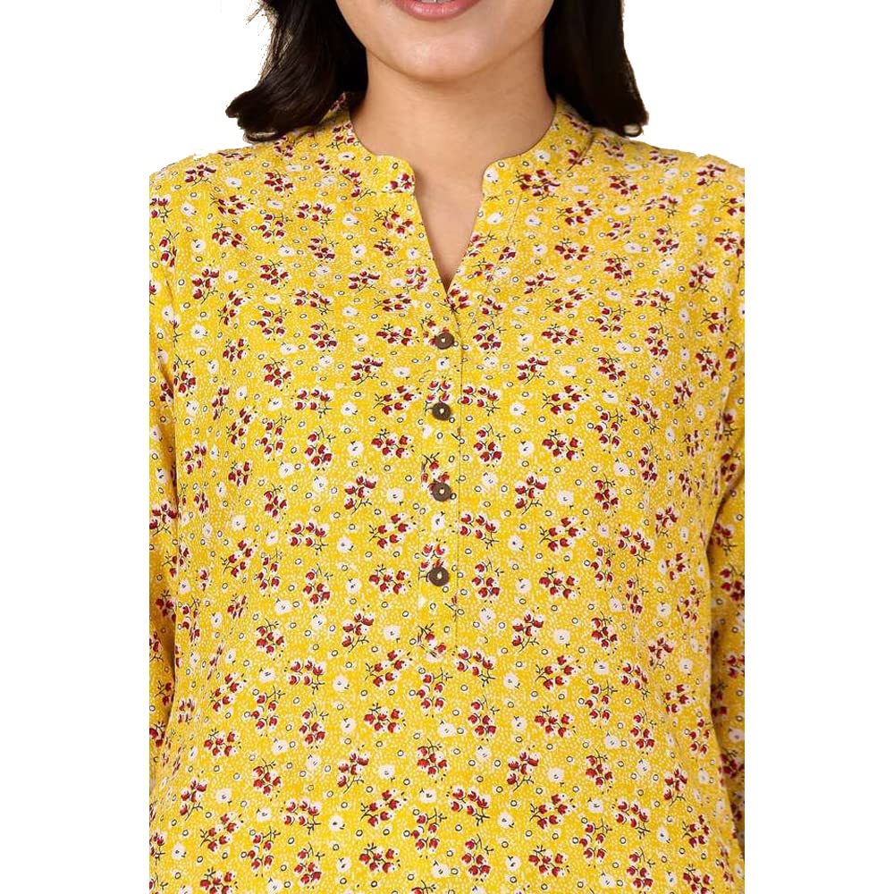 in. fuse by Shoppers Stop Mandarin Neck Printed Cotton Women Straight Fit Kurta