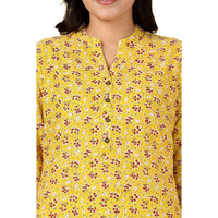 in. fuse by Shoppers Stop Mandarin Neck Printed Cotton Women Straight Fit Kurta