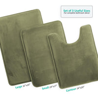 Clara Clark 2 Piece Bathroom Rugs Bath Mat Set, Velvet Memory Foam Bath Mats for Bathroom - Non-Slip, PVC Backing Bath Rugs, Washable Bathroom Rug Mats - Dries Quickly, Bathroom Rug Set - Green Solid 2 Piece Set Sage Green