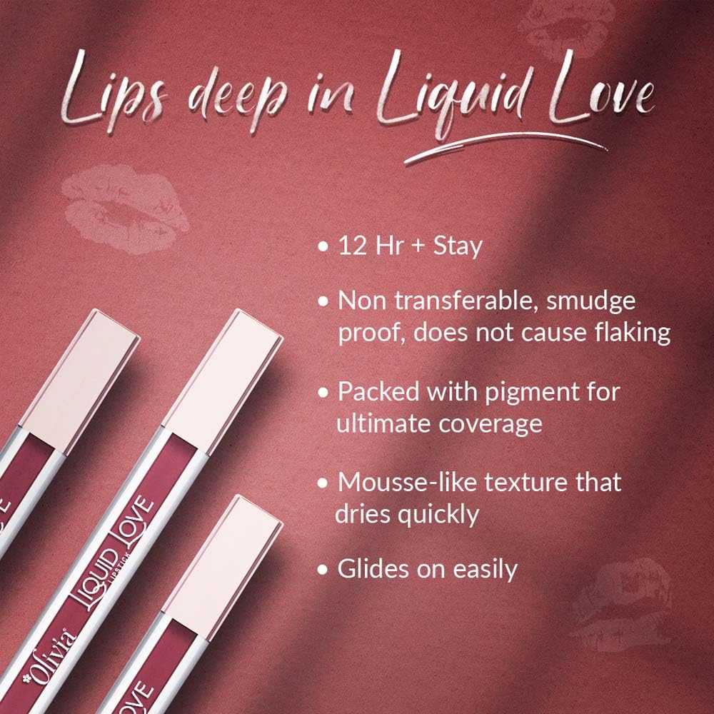 Oliva Liquid Lipstick, 12HR Long-lasting Matte Lipstick, Non Transfer, High Coverage, Water & Smudge Proof, Light Weight & Cruelty-Free - 2ml (Rasberry Cream 10)