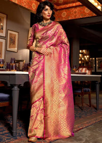 SGF11 Women's  Kanjivaram Pure Soft Silk Handloom Saree Pure Golden Zari With Blouse Piece Green 01