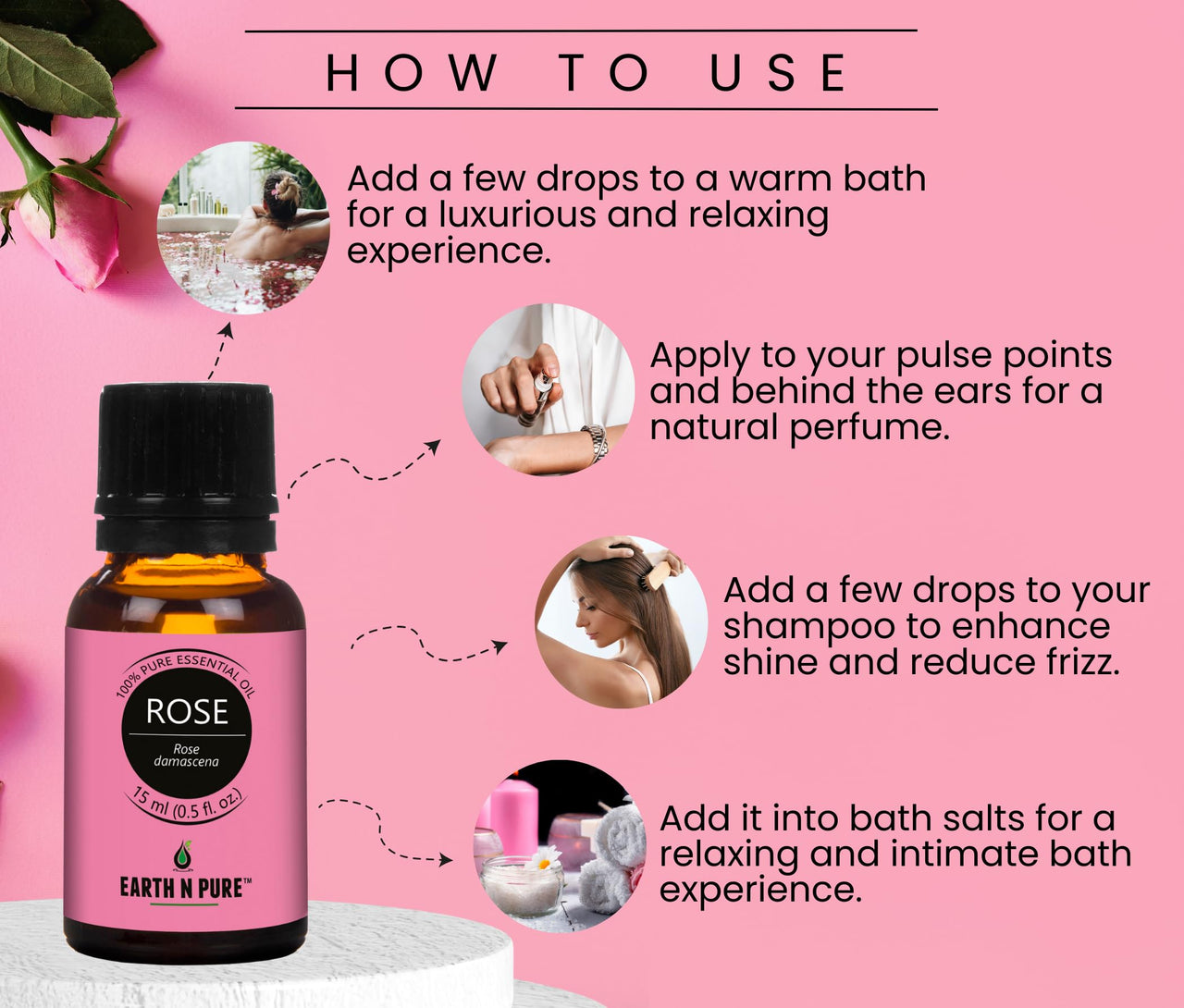 Earth N Pure Lavender Oil, Sandalwood Oil, Jasmine Oil, Rose Oil and Ylang Ylang Oil Pack of 5 – 15 ml each