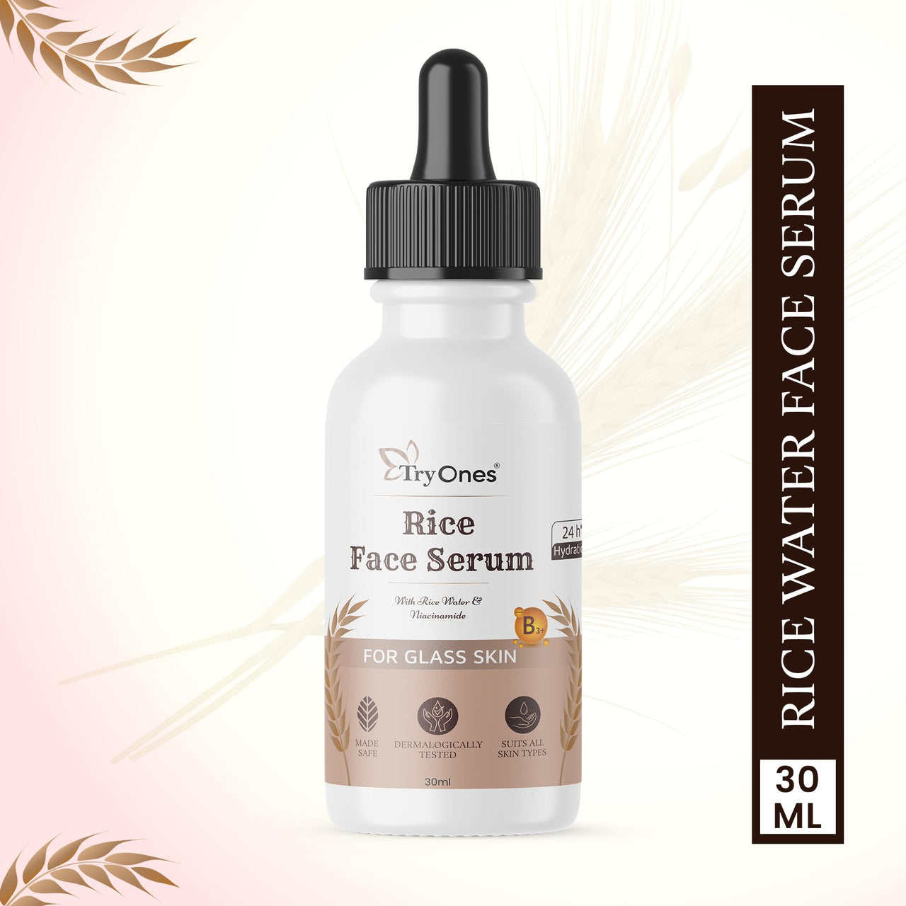TryOnes Skin Naturals, Bright Complete 30X Vitamin C Booster Face Serum, Increases Skin's Glow Instantly and Reduces Spots Overtime for Men & Women_Rice Water Facial Serum_30ml