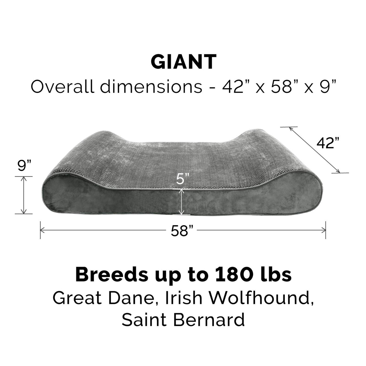 Furhaven Replacement Dog Bed Cover Minky Plush & Velvet Contour Luxe Lounger, Machine Washable - Gray, Giant (XXX-Large) Minky Plush & Velvet (Gray) 58.0"L x 42.0"W x 0.3"Th Cover Only