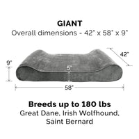 Furhaven Replacement Dog Bed Cover Minky Plush & Velvet Contour Luxe Lounger, Machine Washable - Gray, Giant (XXX-Large) Minky Plush & Velvet (Gray) 58.0