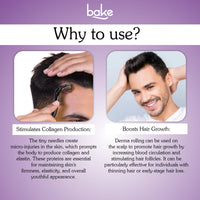 BAKE Derma Roller 0.5mm for Hair Growth with 540 Titanium Alloy Needles | Promotes Beard & Hair Growth & Reduces Acne Scars | For Face & Hair