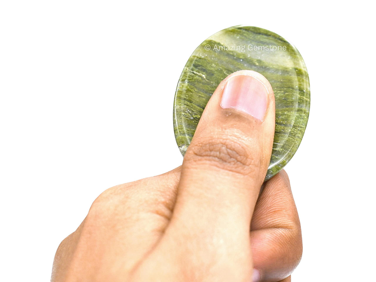 Vasonite Crystal Worry Stones for Anxiety - Thumb Worry Stone for Stress Meditation, Anxiety Relief Items Healing Stones and Crystals Vesuvianite