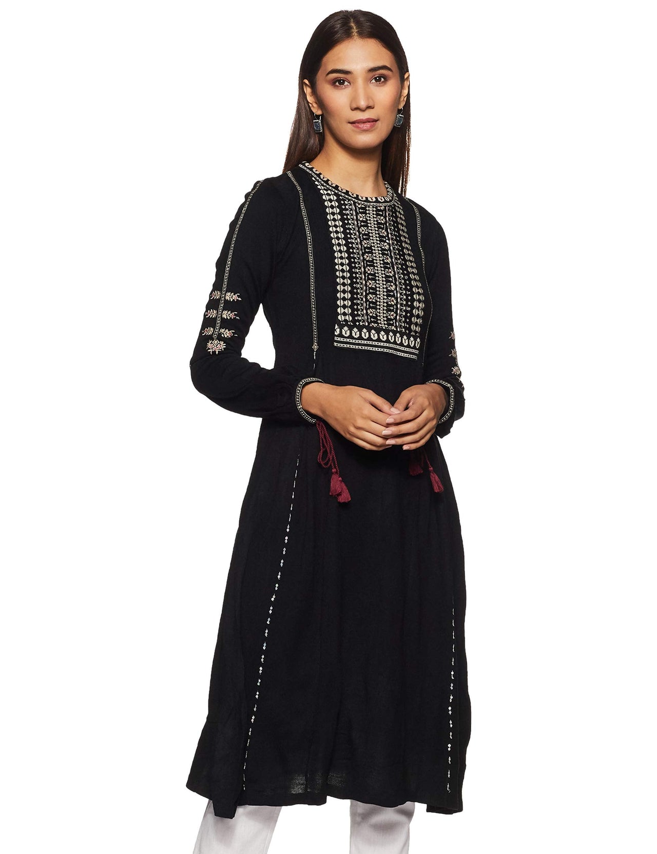 W for Woman Women's  Synthetic Straight Kurta
