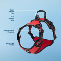 Voyager Dog Harness Dual Leash Attachment No-Pull Control Adjustable Soft But Strong Pet Harness For Medium And Large Dogs With 3M Reflective Technology - Red Lattice, M (Chest: 20 - 25