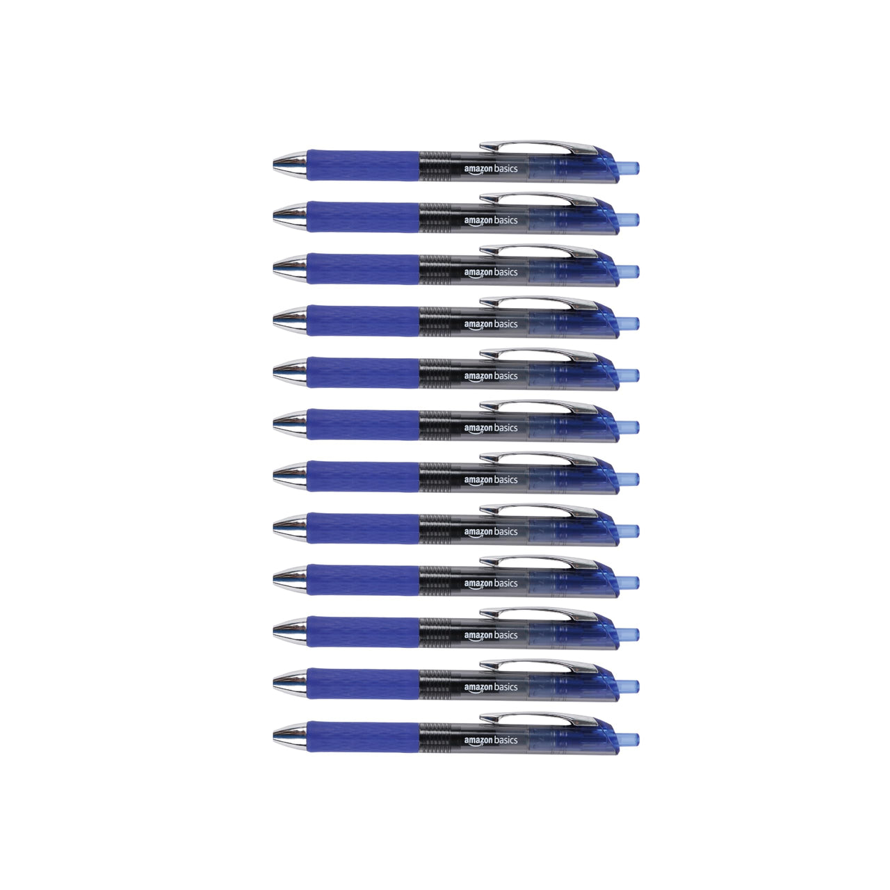 Basics Retractable Gel Pens, Fine Point (0.7mm), Blue, 12 Count (Pack of 1)