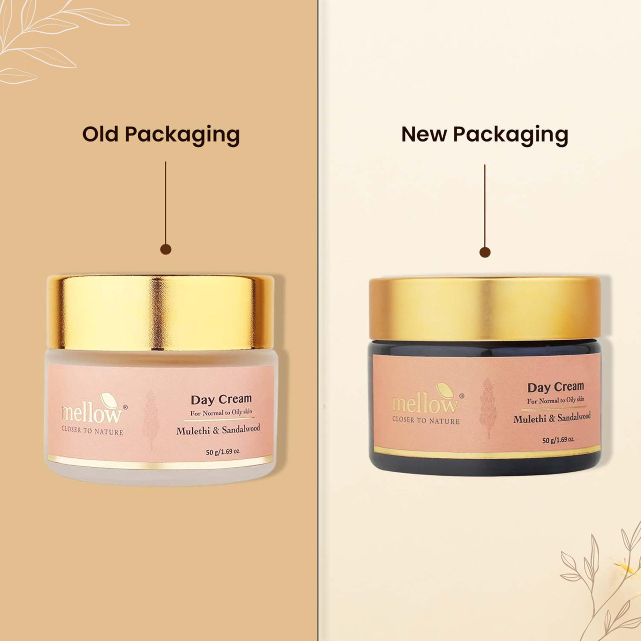 Mellow Mulethi & Sandalwood Day Cream | Lightweight Moisturizer for Oily & Normal Skin | Brightens, Hydrates & Protects from UVA/UVB | Non-Greasy, Fast-Absorbing | 50gm