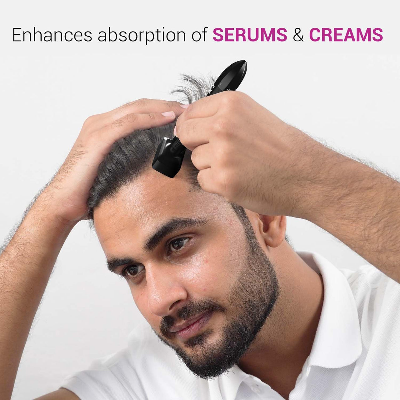 Sotrue Derma Stamp for Hair Growth | Titanium Coated Adjustable Needles 0.25mm to 3mm | 140 Microneedling Stamp for Skin Repair, Face, Hair & Beard Growth | Reduces Acne Scars | Safe & Effective To Use