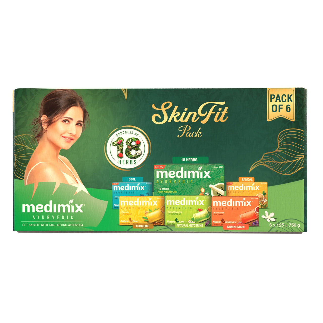 Medimix Ayurvedic Skinfit Pack - 125 g | Pack of 6 unique Soaps | Skin Protection | Glowing Skin | Soft Skin | Radiant Skin | Cool Skin | Ayurvedic Soap | Paraben Free | Vegan