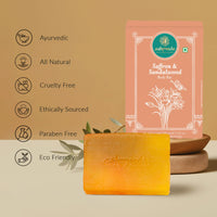 Ashpveda Sandalwood & Saffron Bathing Soap Bar | Ayurvedic Handmade Natural Scented Soap For Glowing, Smooth & Moisturizing Skin (100 gm) (Pack of 2)