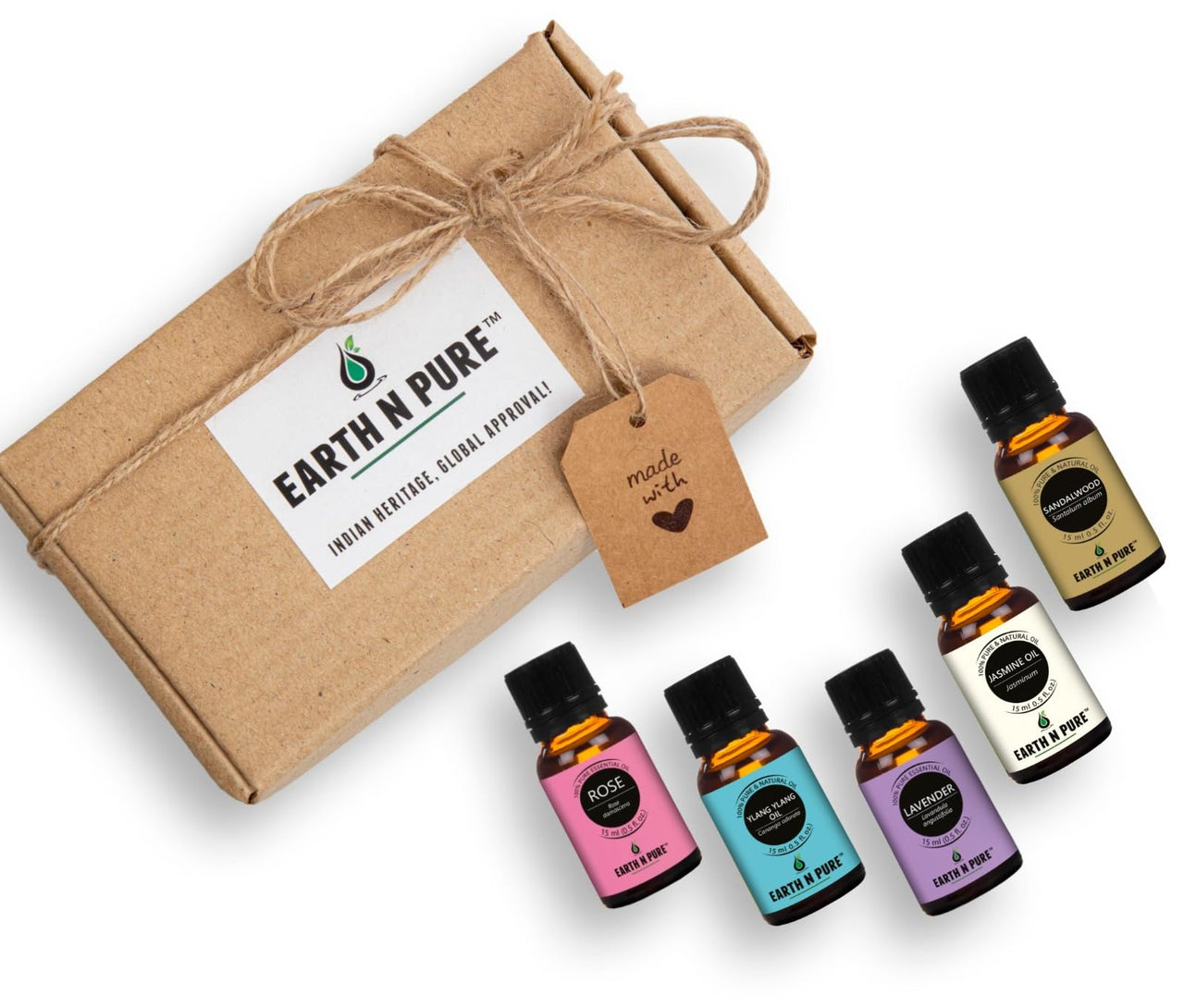 Earth N Pure Lavender Oil, Sandalwood Oil, Jasmine Oil, Rose Oil and Ylang Ylang Oil Pack of 5 – 15 ml each
