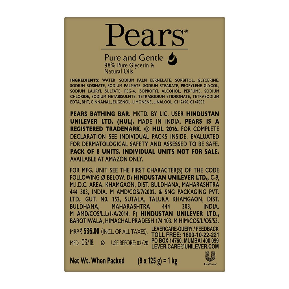 PEARS Pure And Gentle Bathing Bar, 125G & Dove Hair Fall Rescue Unscented Frizzy Conditioner, 180Ml,9 Count